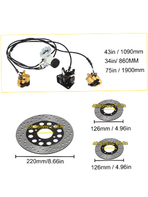 VEVOR go-kart brake master cylinder kit with cables and perforated brake disks.