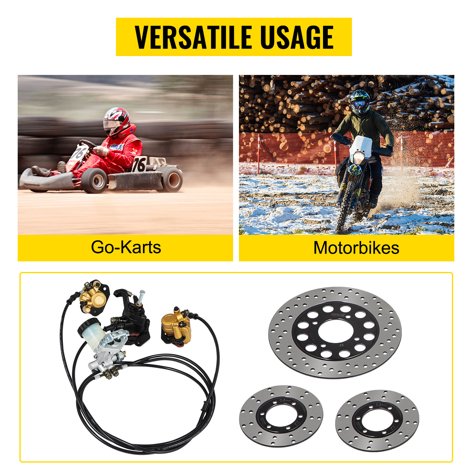 VEVOR go-kart brake master cylinder kit for versatile use in go-karts and motorbikes.