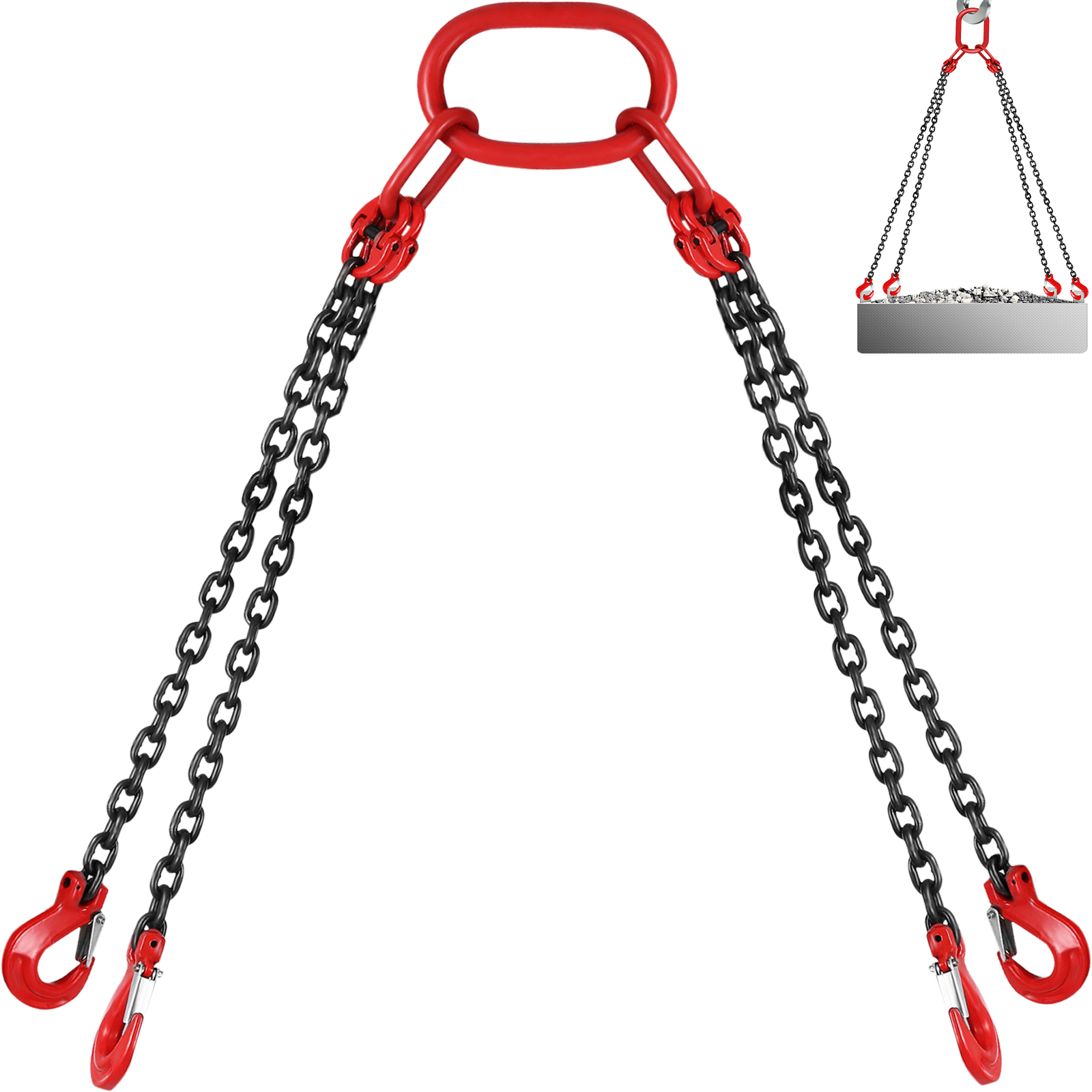VEVOR engine lift chain with four black chains and red hooks.