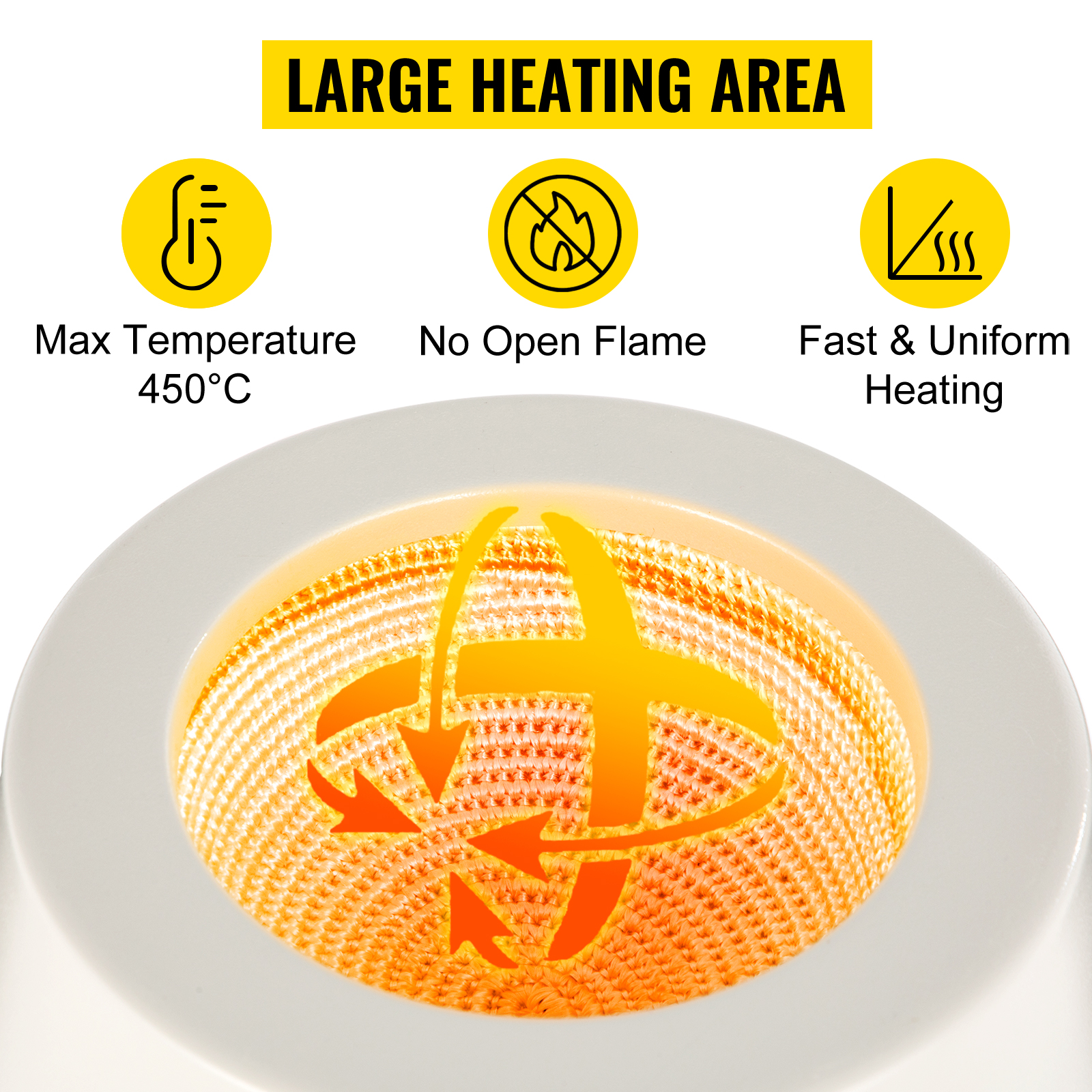 VEVOR heating mantle 1000ml with large heating area, max 450°c, no open flame.