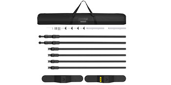 VEVOR backdrop banner stand with carry bag, poles, connectors, and base plates.