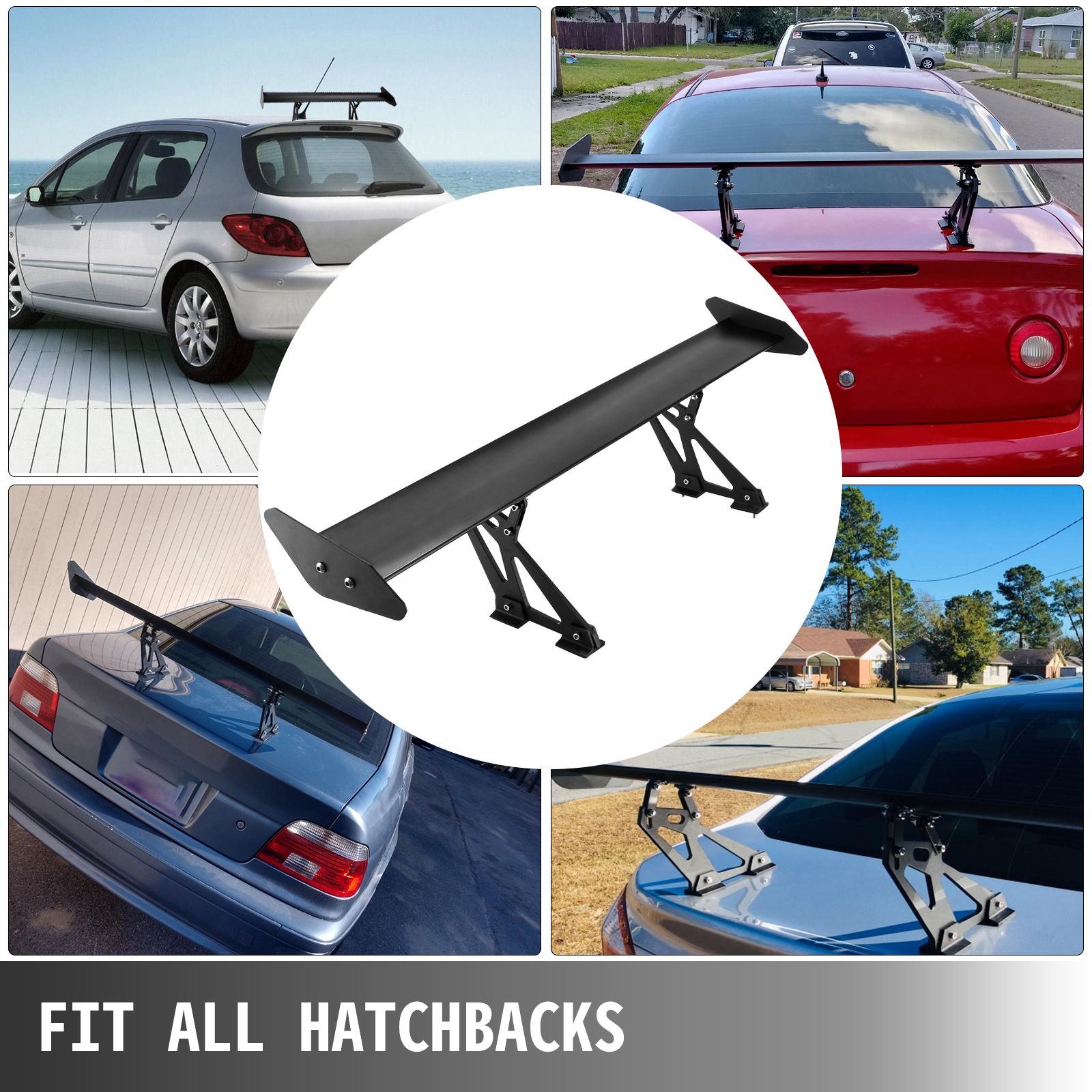 VEVOR gt wing car spoiler on various hatchbacks, fitting all models.
