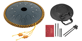 VEVOR tongue drum includes mallets, travel bag, and instructional booklet.