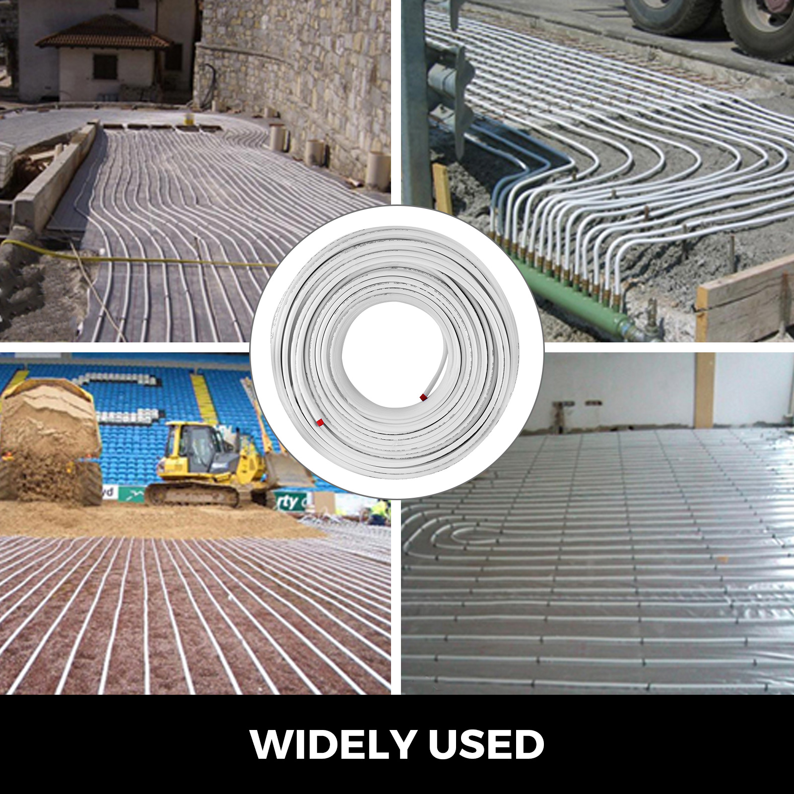VEVOR pex-al-pex tubing in construction sites and flooring installations. widely used.