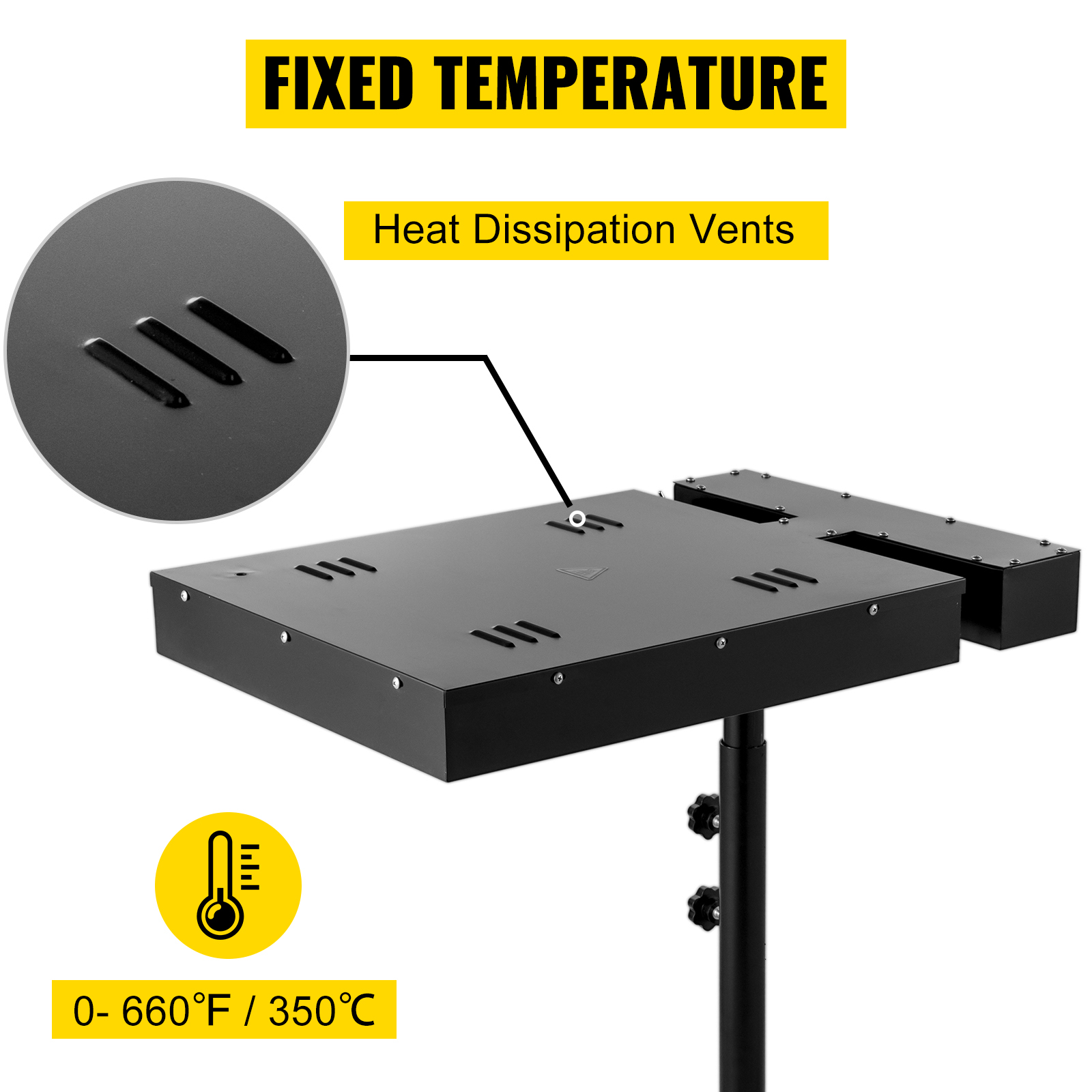 VEVOR flash dryer with heat dissipation vents and adjustable temperature up to 660°f.