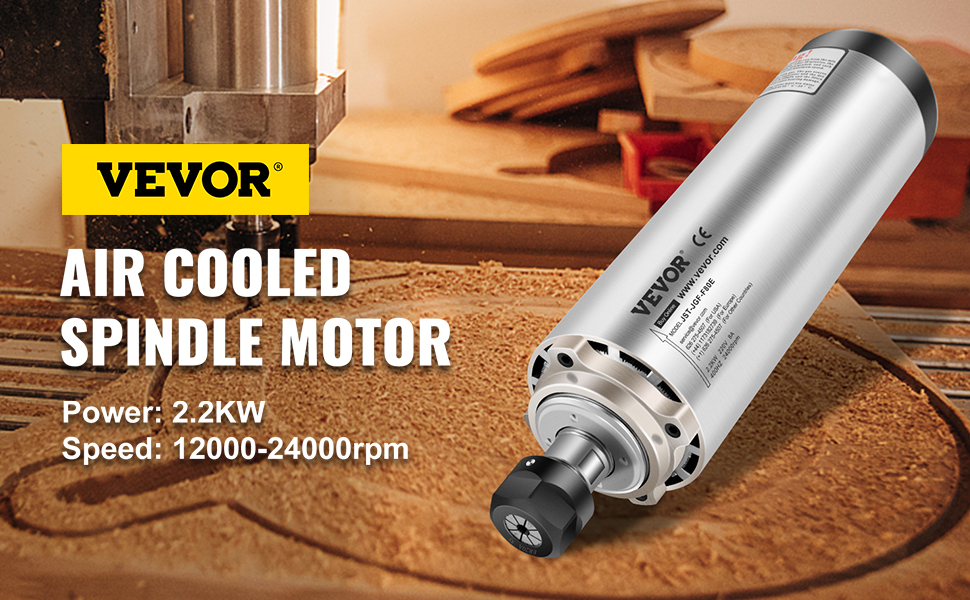 VEVOR cnc spindle motor, 2.2kw, 12000-24000rpm, air-cooled, cutting wood.