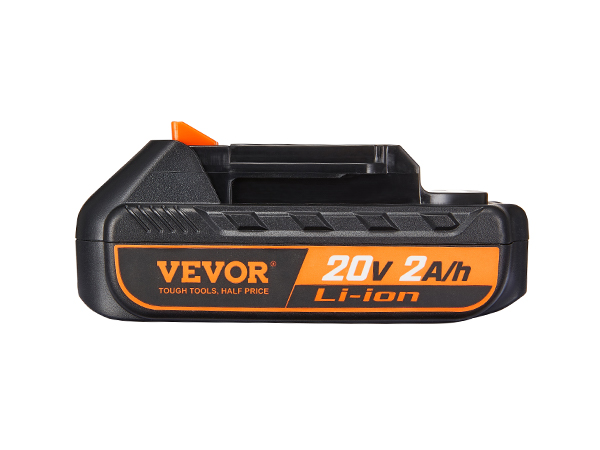 VEVOR 20v lithium-ion battery, black with orange accents, 20v 2a/h capacity, li-ion technology.