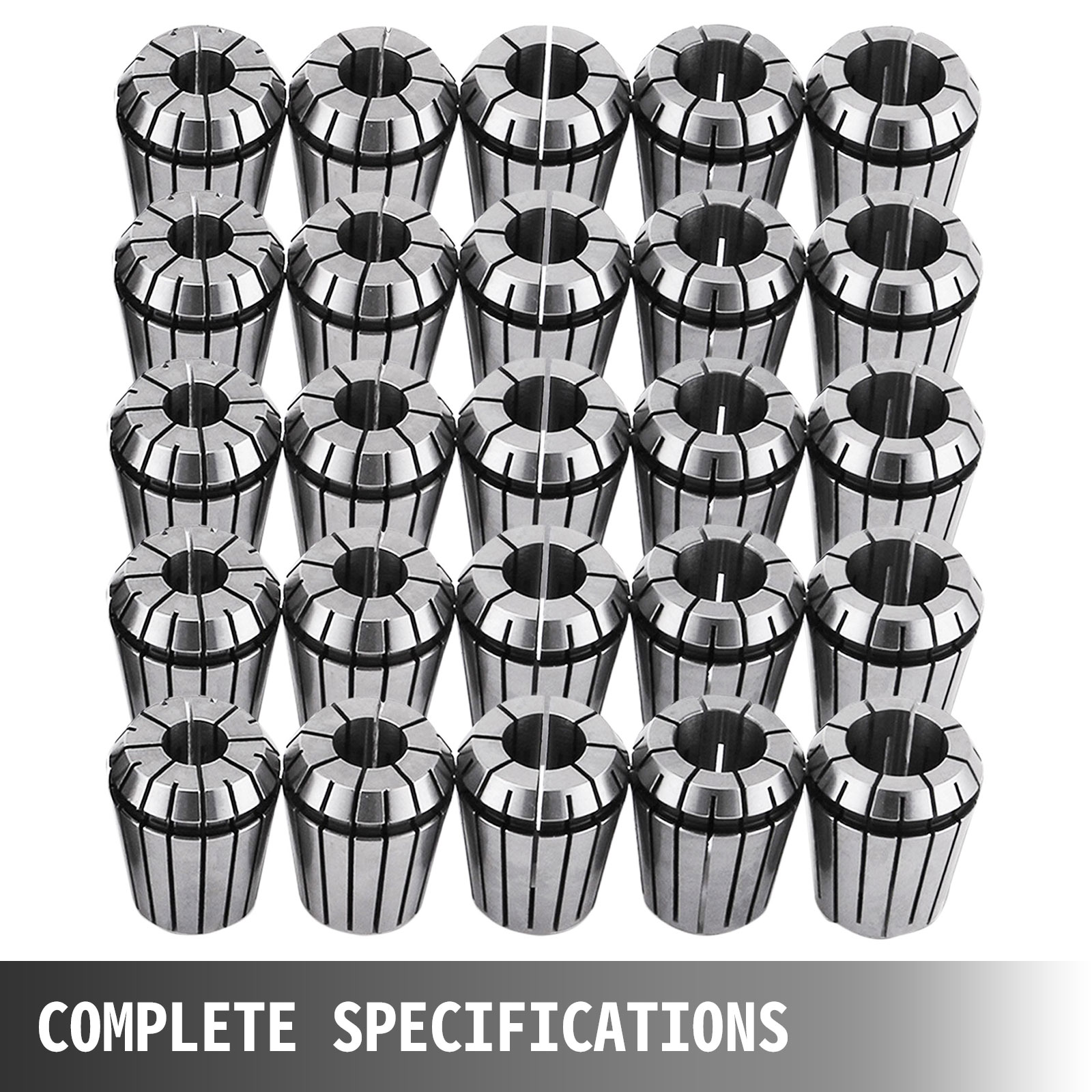 VEVOR er32 collet set displayed with complete specifications in grid layout.