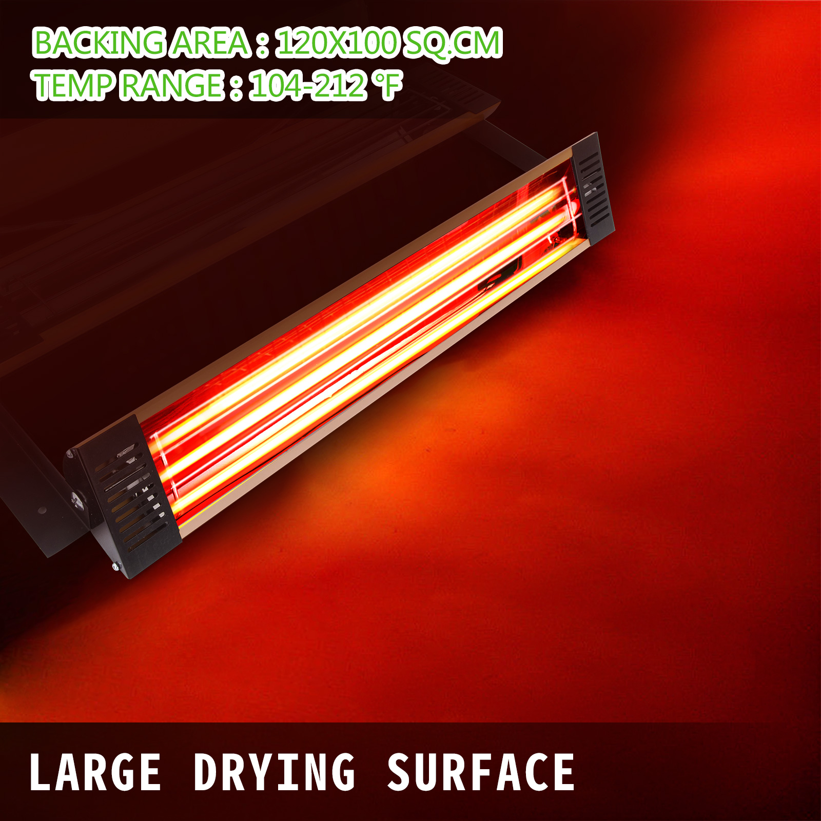 VEVOR paint curing lamp with large drying surface and temperature range of 104-212°f