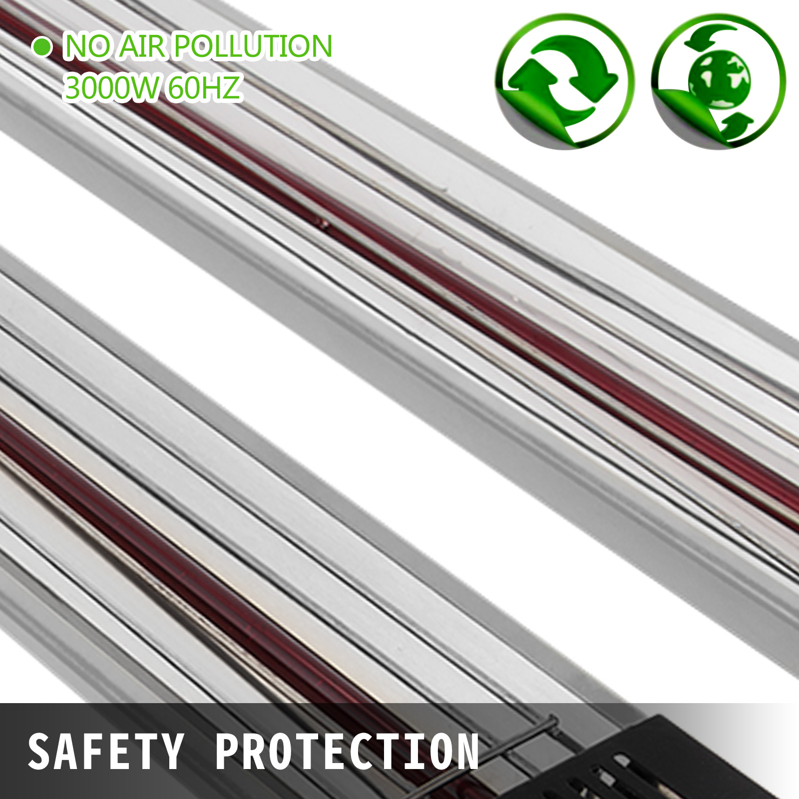 VEVOR paint curing lamp with safety protection, 3000w 60hz, no air pollution.