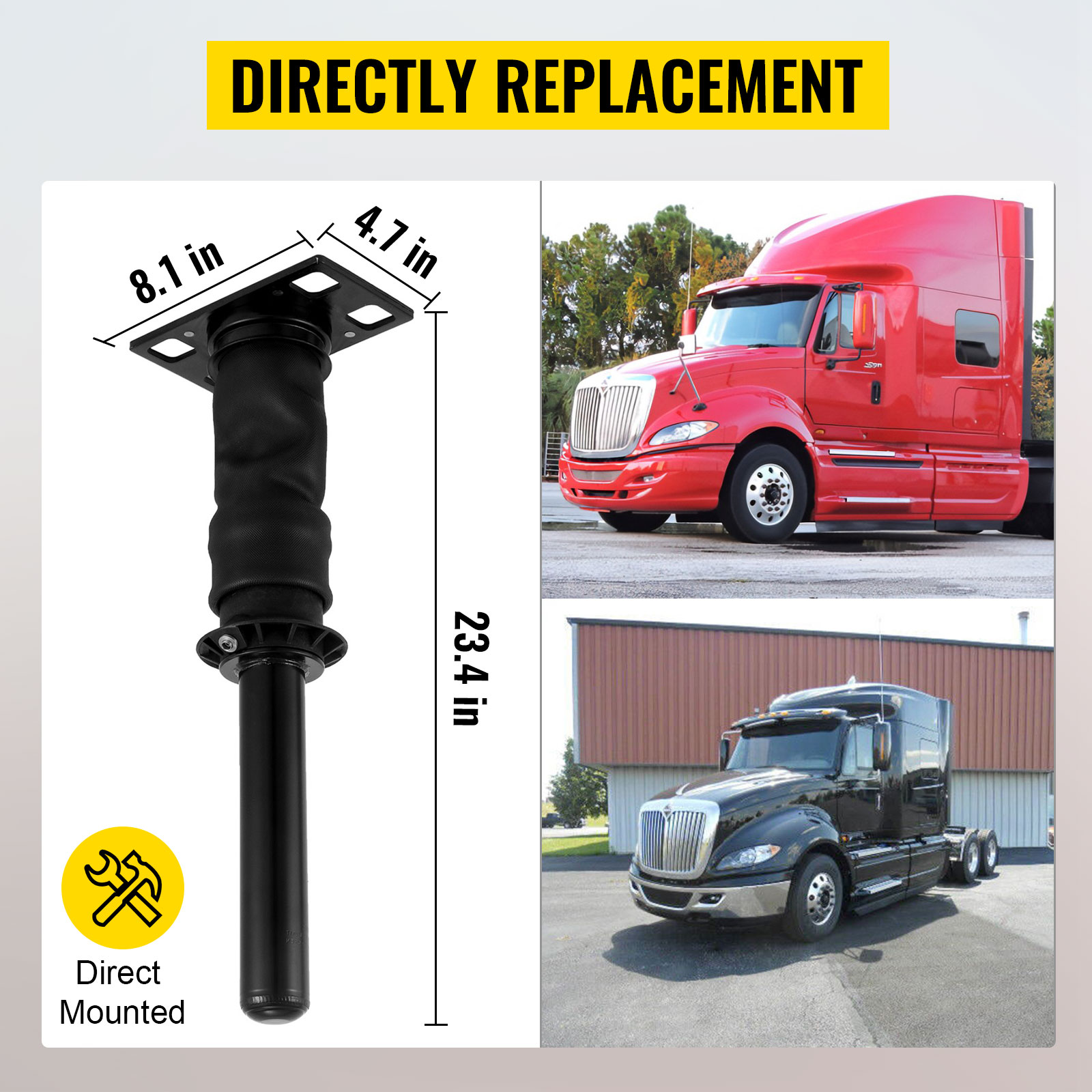 VEVOR cab shock absorber for red and black semi-trucks, 23.4x8.1x4.7 in.