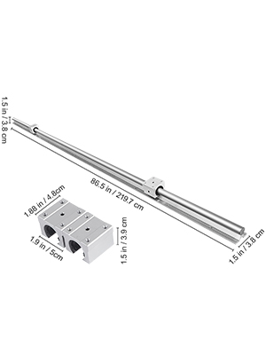 metal VEVOR linear rail set with dimensions labeled, includes two blocks.