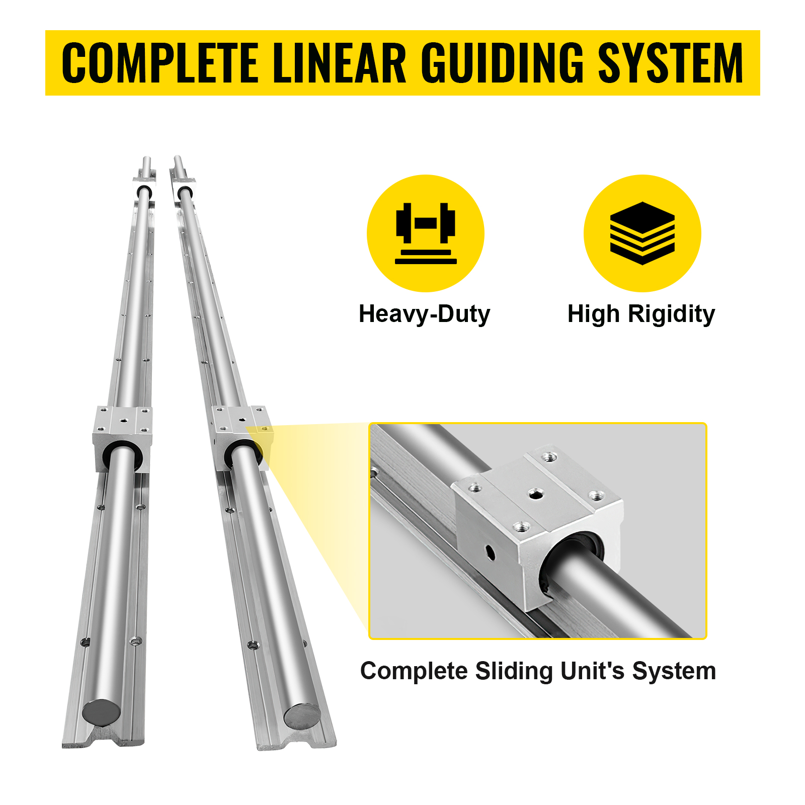 VEVOR linear rail set with heavy-duty, high rigidity, and complete sliding unit.