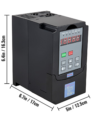 VEVOR 3kw vfd with dimensions display and control panel featuring buttons and screen