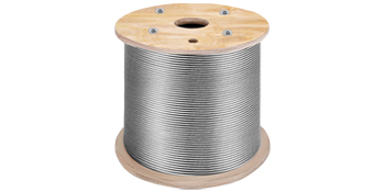 large spool of VEVOR stainless steel cable with wooden reel.