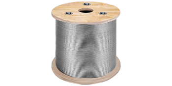 VEVOR stainless steel cable railing on a wooden spool.