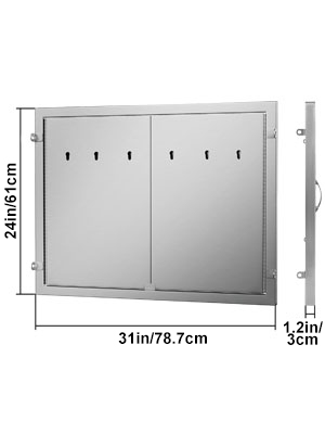 VEVOR bbq double access door stainless steel with dimensions 24x31 inches.