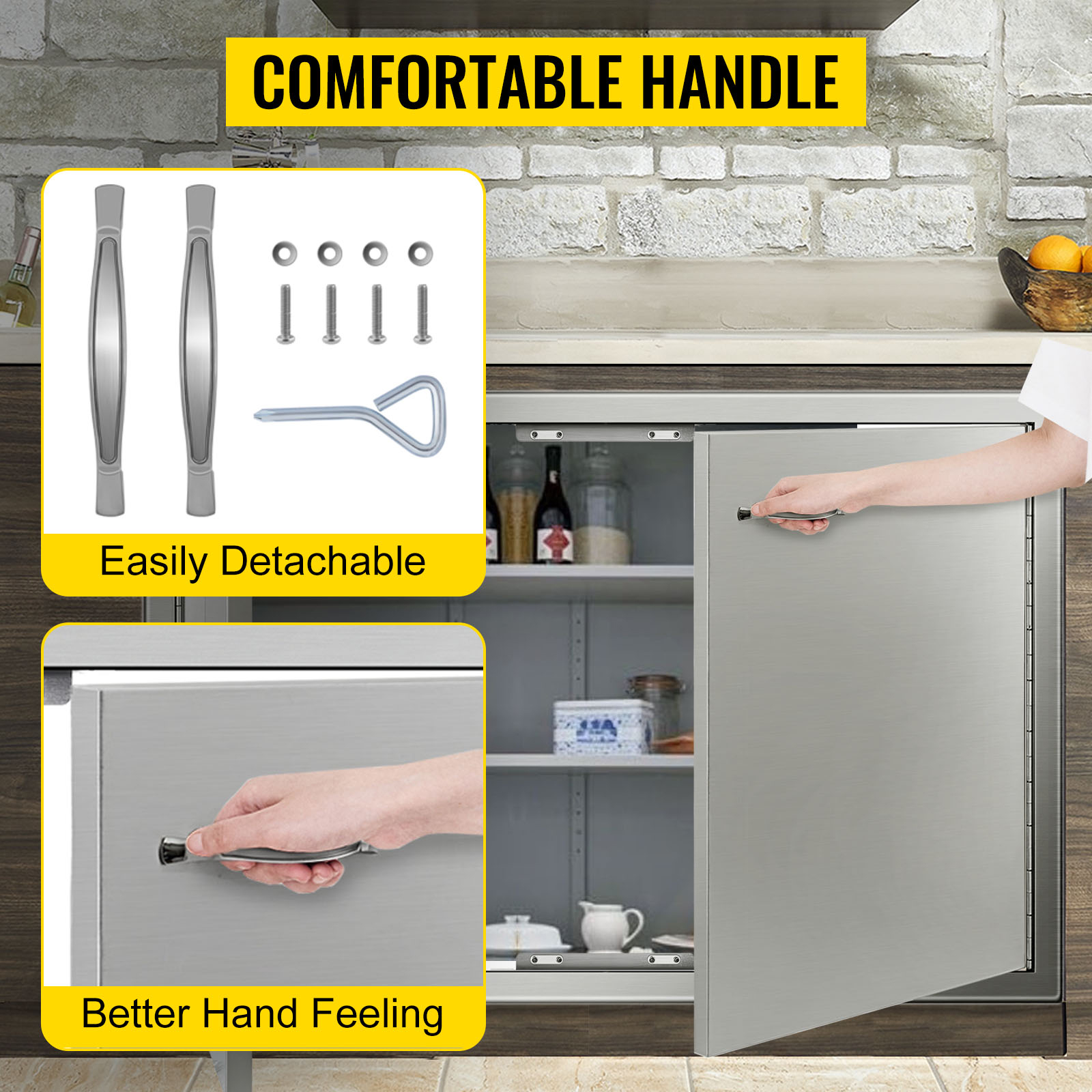 VEVOR bbq access door with comfortable handle, easily detachable and better hand feeling.