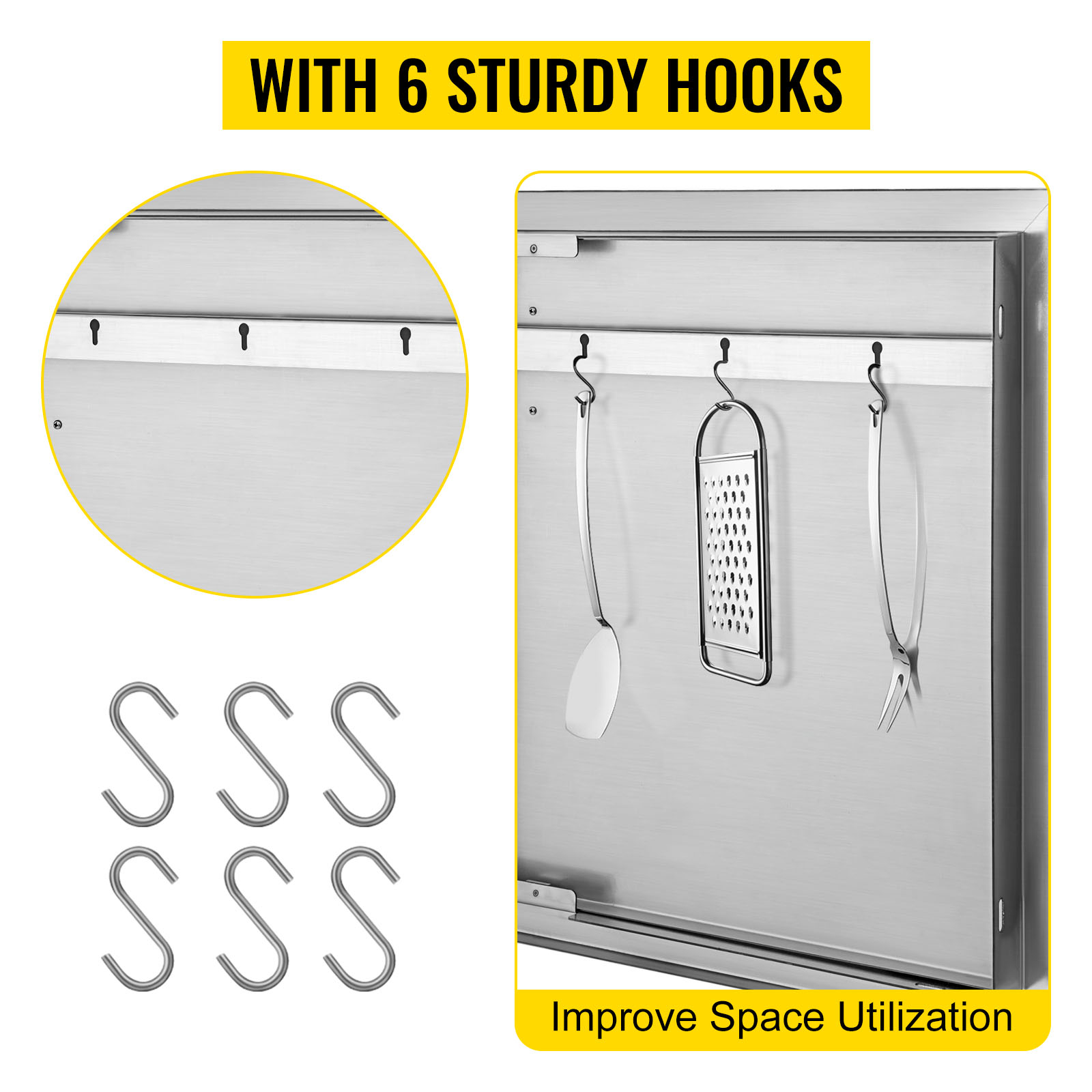 VEVOR outdoor kitchen access door with 6 sturdy hooks for improved space utilization