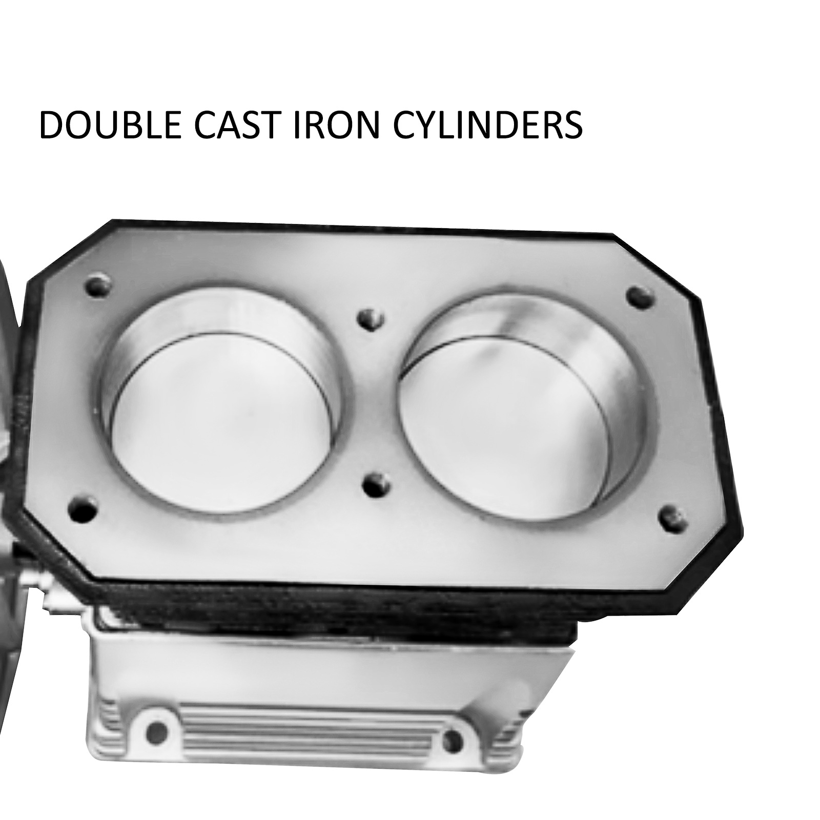 double cast iron cylinders of VEVOR air compressor pump.