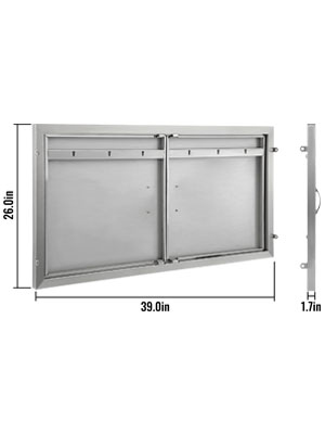 VEVOR bbq access door – stainless steel double door with dimensions 39"x26"x1.7".