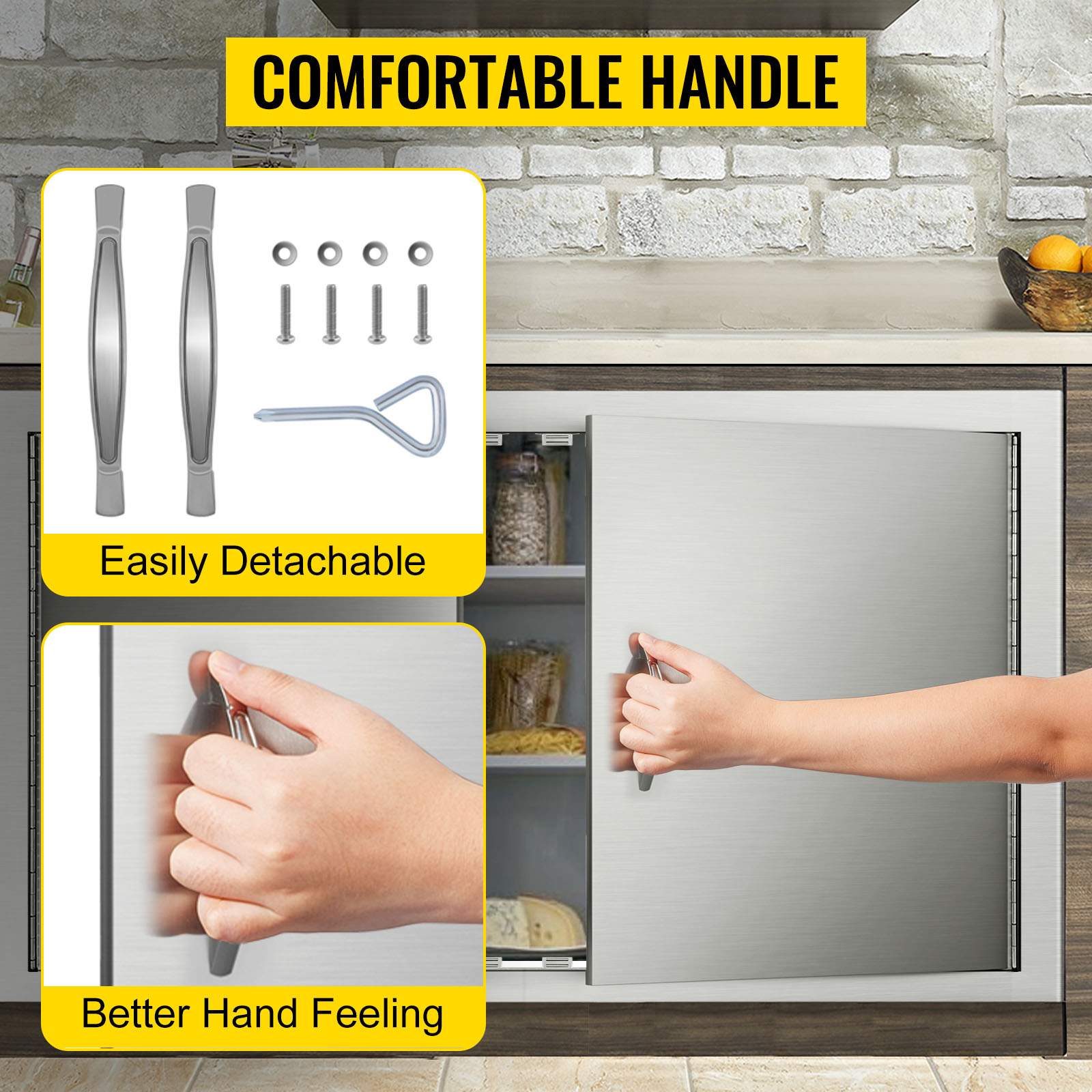 VEVOR bbq access door with comfortable handle, easily detachable, better hand feeling.