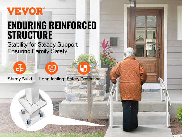 VEVOR handrails ensuring safety and stability for elderly on stairs.