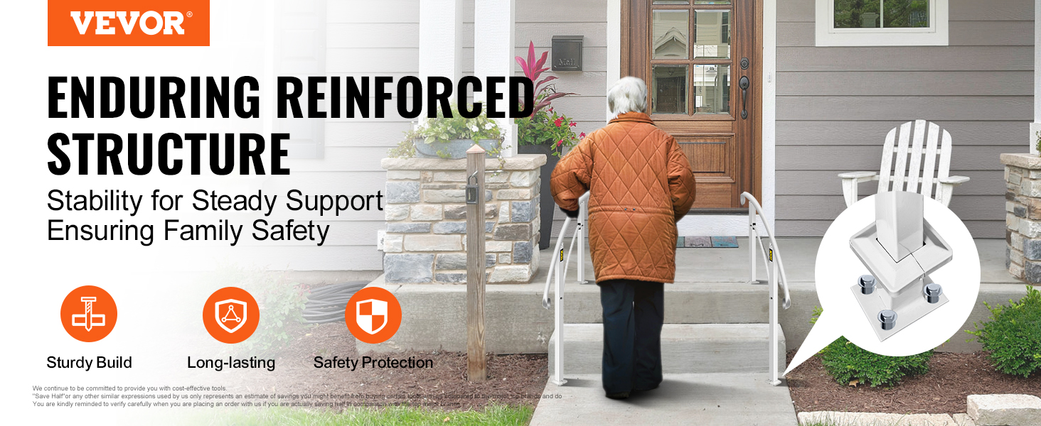 VEVOR handrails ensuring safety and stability for elderly on stairs.