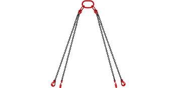 red and black VEVOR engine lift chain with four hooks and multiple chain links.