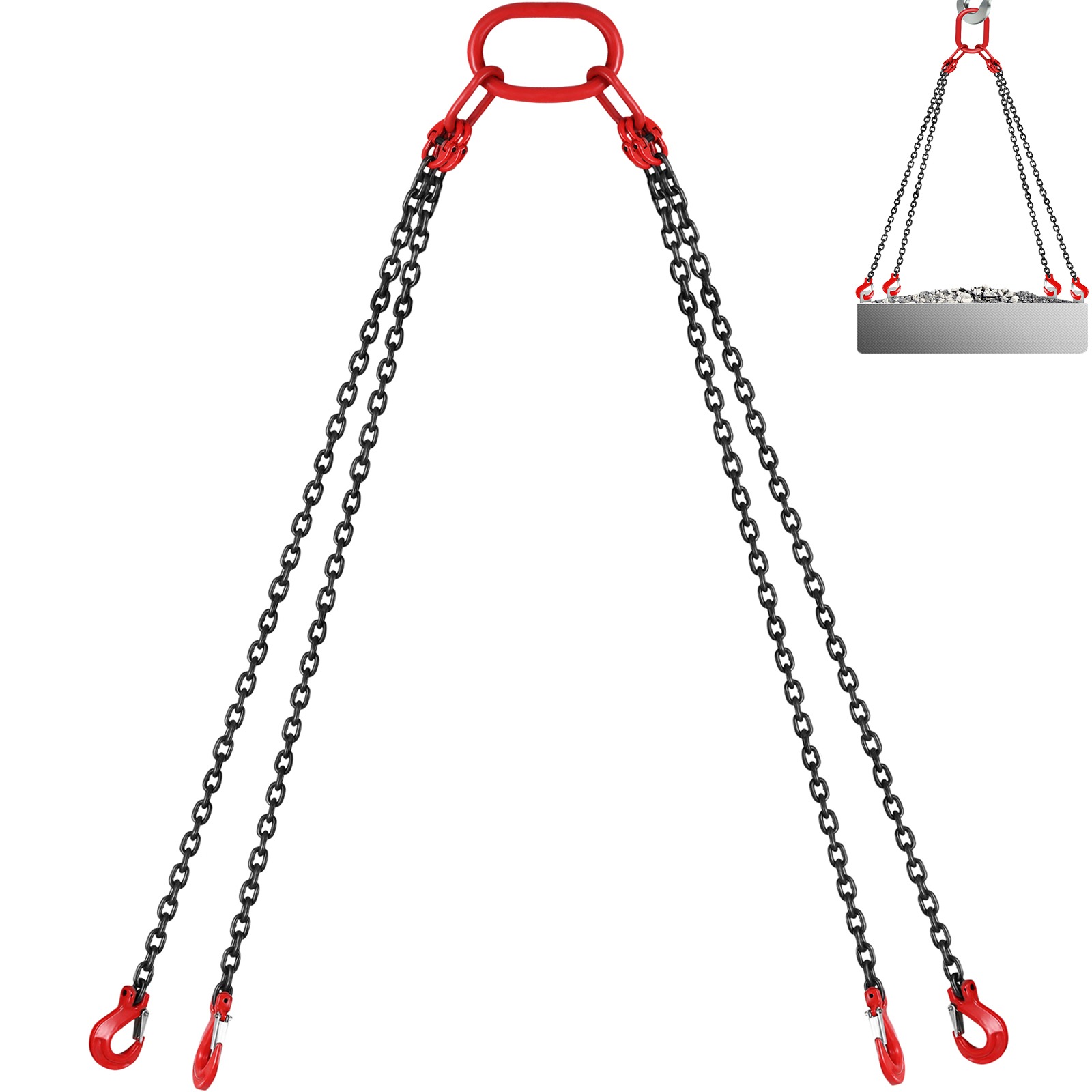 VEVOR engine lift chain with four black chains and red hooks.