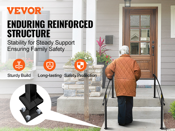 VEVOR 4-step handrail for reinforced support and family safety. sturdy, long-lasting protection.