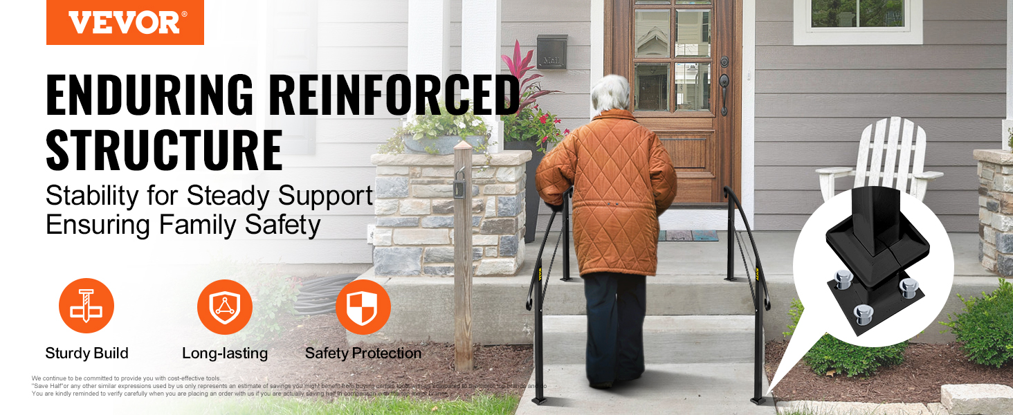 VEVOR 4-step handrail for reinforced support and family safety. sturdy, long-lasting protection.