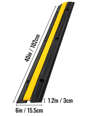 VEVOR cable protector ramp, 40in black ramp with yellow strip, 6in wide, 1.2in high.