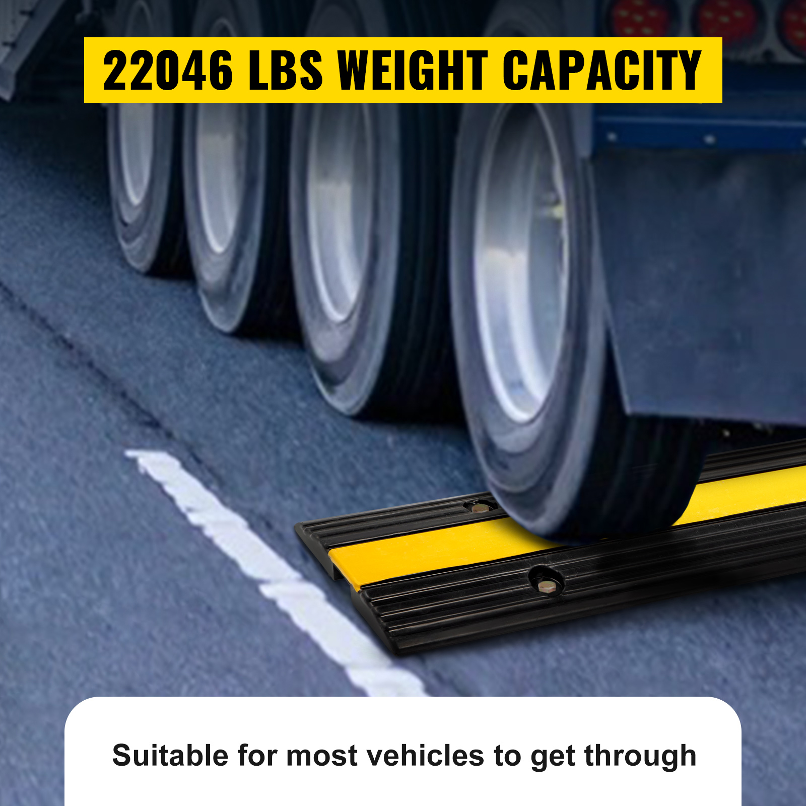 truck wheels on VEVOR cable protector ramp, 22046 lbs weight capacity.