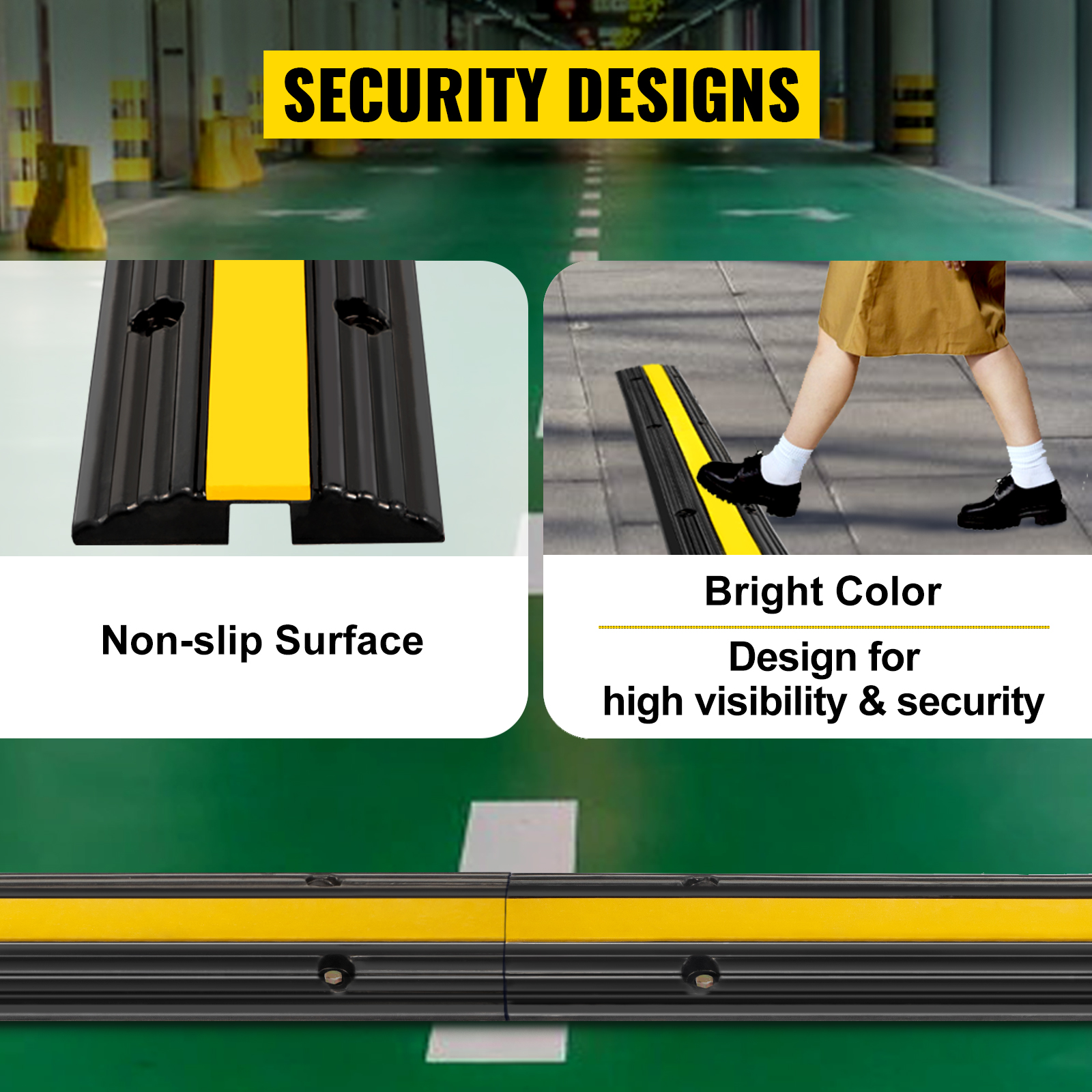 VEVOR cable protector ramp with non-slip surface and bright color for high visibility.
