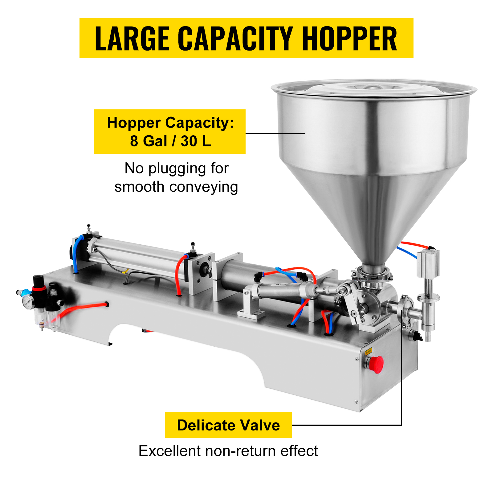 VEVOR pneumatic filling machine with 8 gal/30l hopper, delicate valve system.