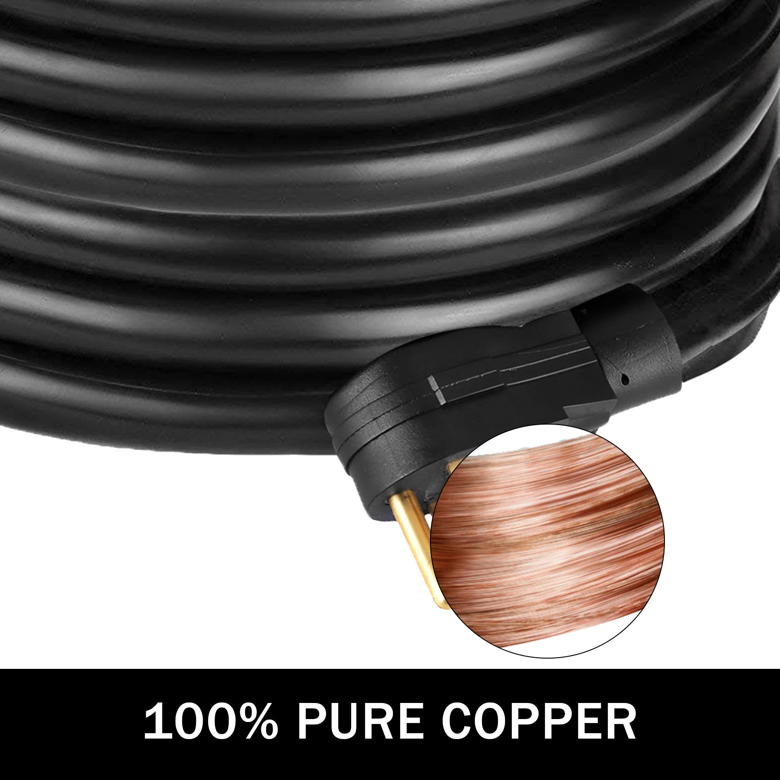 VEVOR 40 amp rv extension cord 100% pure copper, black coiled cord
