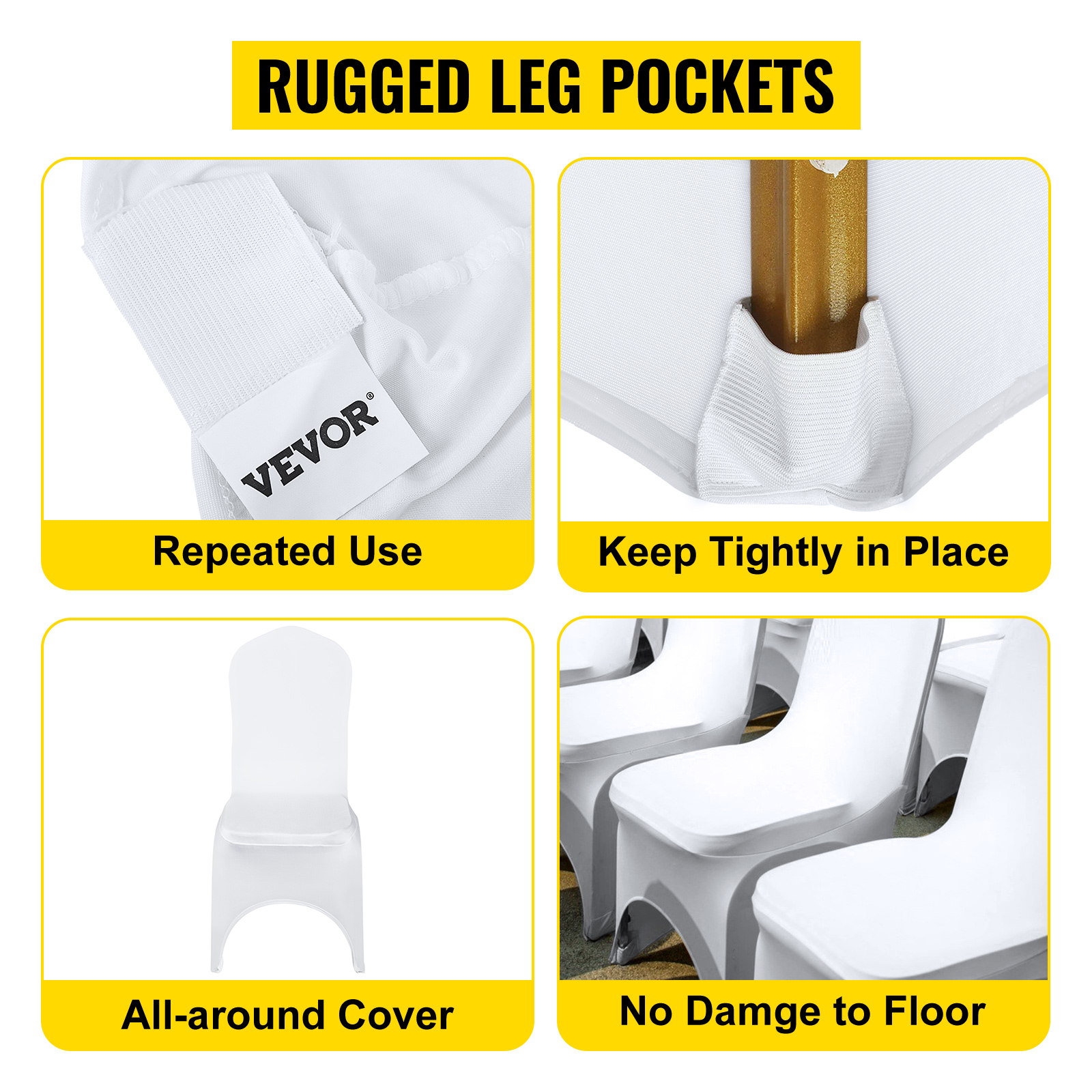 VEVOR chair covers with rugged leg pockets and all-around cover for repeated use.