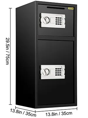 VEVOR security safe box with dual digital keypad locks, 75cm height, 35cm width.