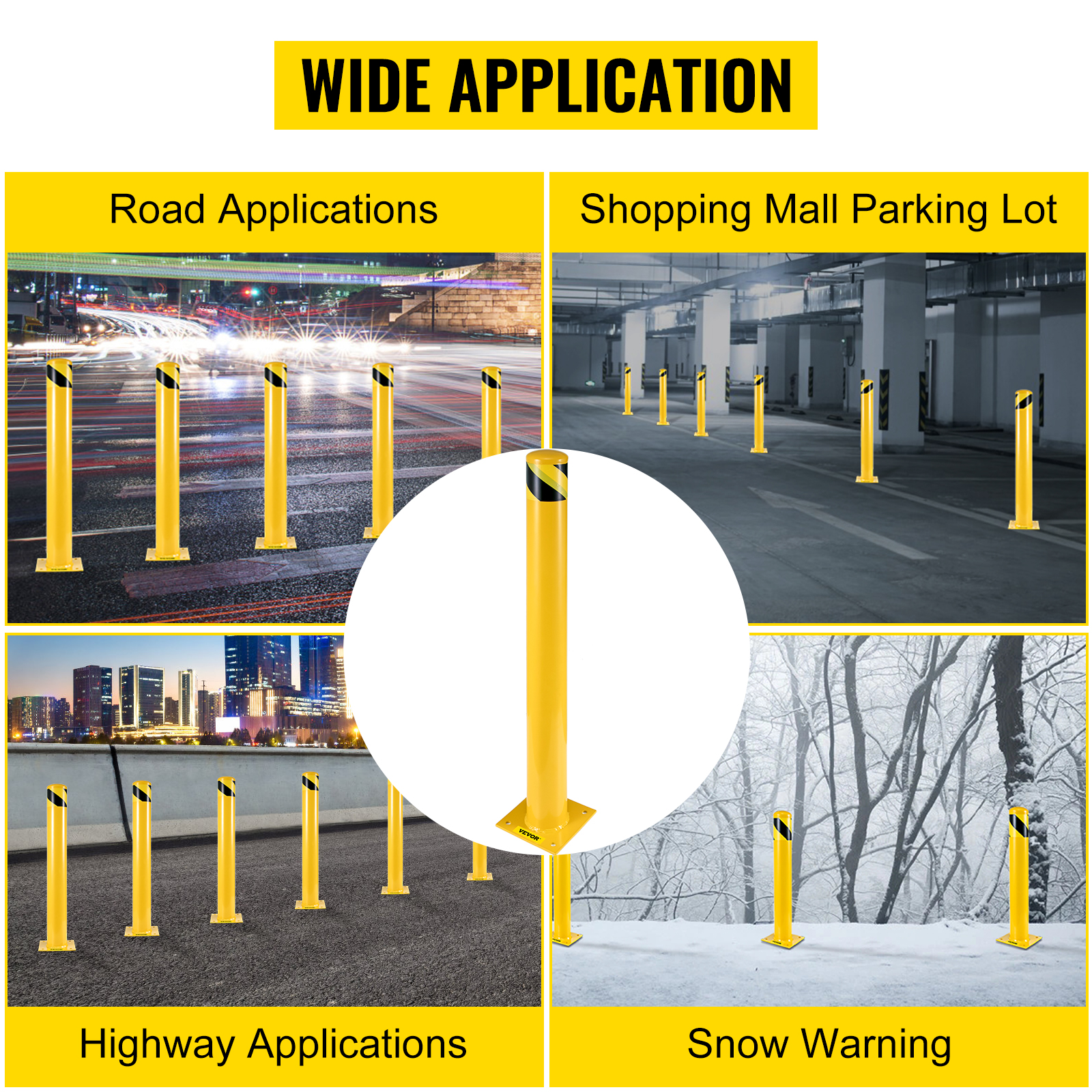 VEVOR safety bollard for road, highway, parking lot, and snow warning applications