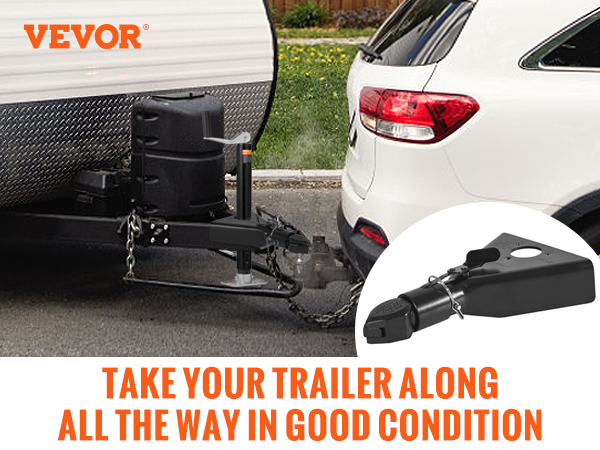 VEVOR a-frame trailer coupler connects suv to travel trailer for easy towing, 7000 lbs load capacity.