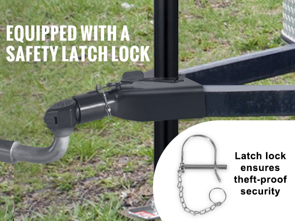 VEVOR a-frame trailer coupler with safety latch lock for theft-proof security and stable connection.