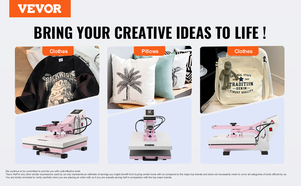 VEVOR heat press machine for clothes and pillows with user-friendly design and precision control.