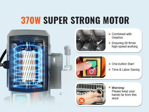 VEVOR automātiskā vadu izolācijas noņemšanas mašīna ar 370 W motoru, vienas pogas iedarbināšanu un darba ātrumu 88 pēdas/min.