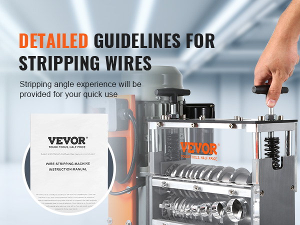 VEVOR wire stripping machine with manual and detailed guidelines for efficient wire stripping.