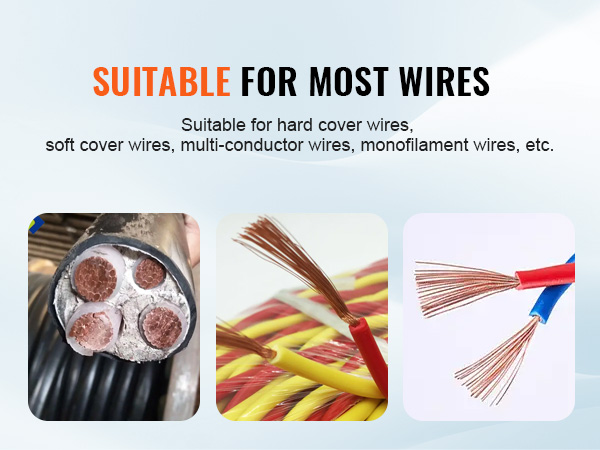 suitable for most wires with VEVOR wire stripping machine, supporting various wire types.