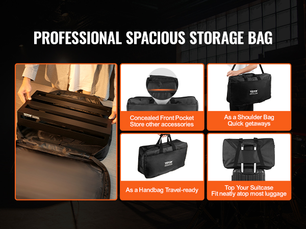 professional and spacious storage bag showcasing VEVOR guitar pedal board, versatile and travel-friendly.