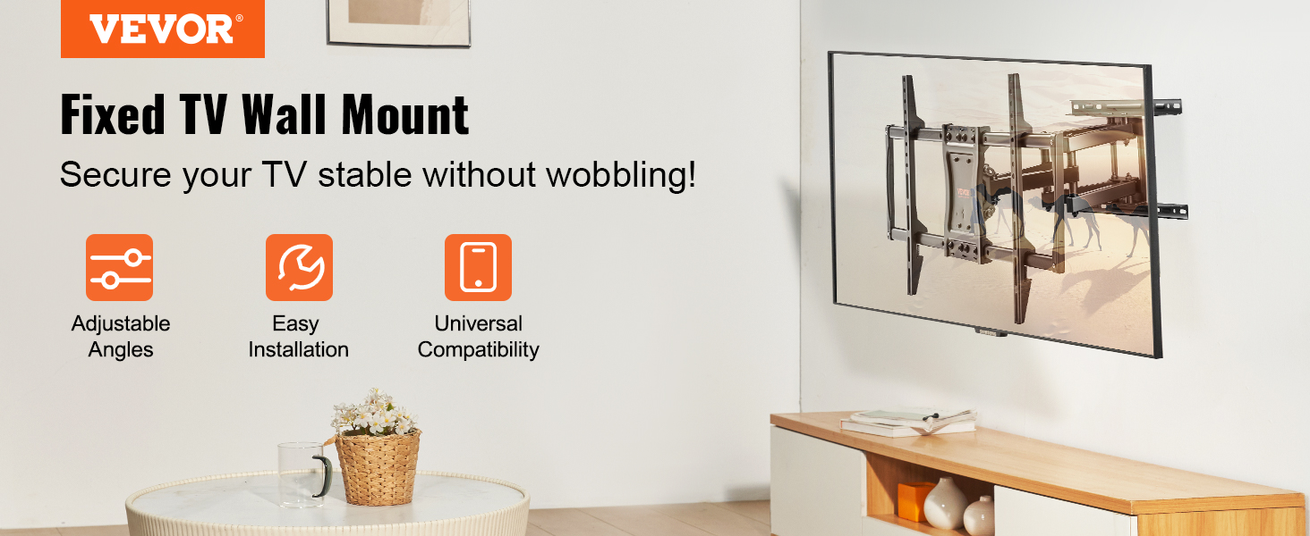 VEVOR tv wall mount with adjustable angles, easy installation, and universal compatibility.