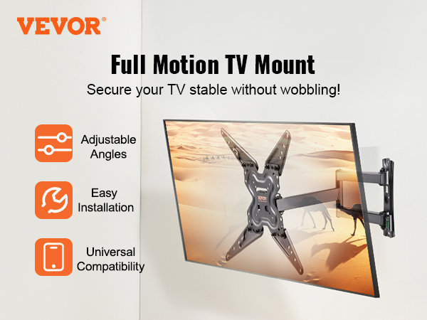 VEVOR tv mount with adjustable angles, easy installation, and universal compatibility for stable tvs.