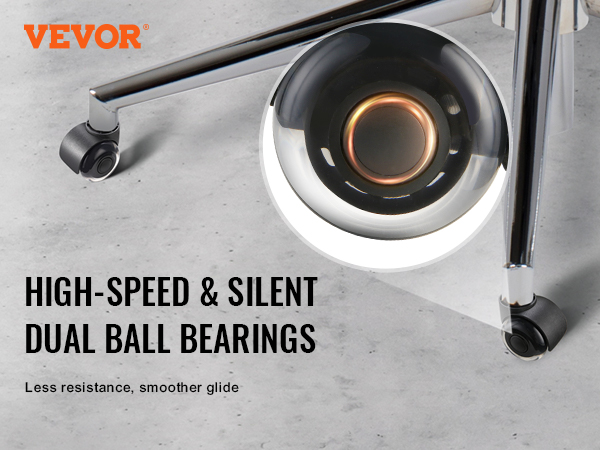 VEVOR office chair wheels with high-speed silent dual ball bearings for less resistance and smoother glide.